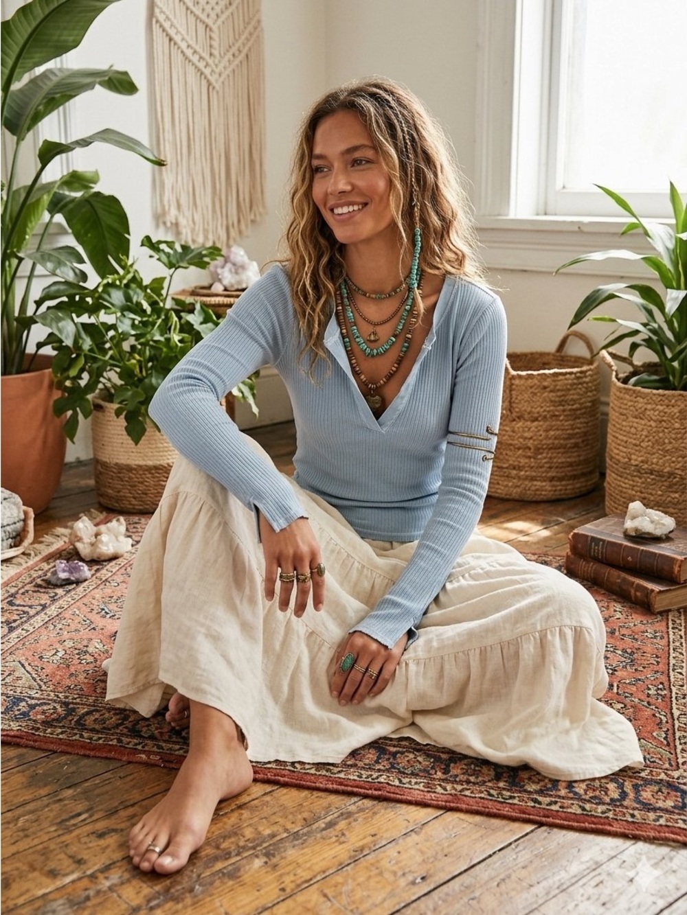 PILCRO Anthropologie Ribbed Long Sleeve Henley Shirt
